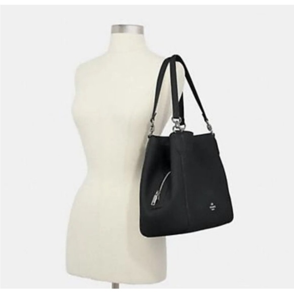 Coach Bags Coach Hallie Shoulder Bag Black Pebbled Leather With